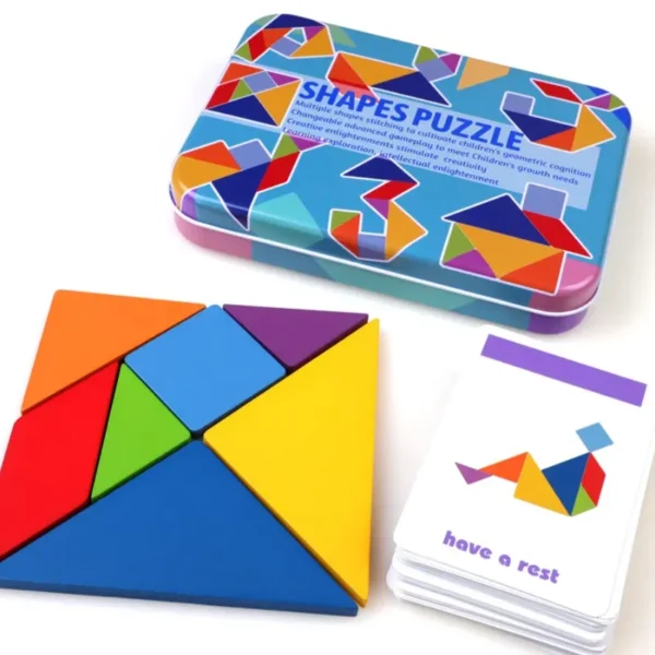 Wooden Children Puzzle Toys Montessori Preschool Education Tangram Game ...