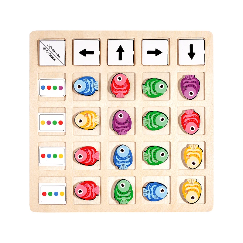 Children's Wooden Montessori Toys Kids Logical Thinking Training Direction Color Cognition Educational Battle Battle Board Game - Image 5