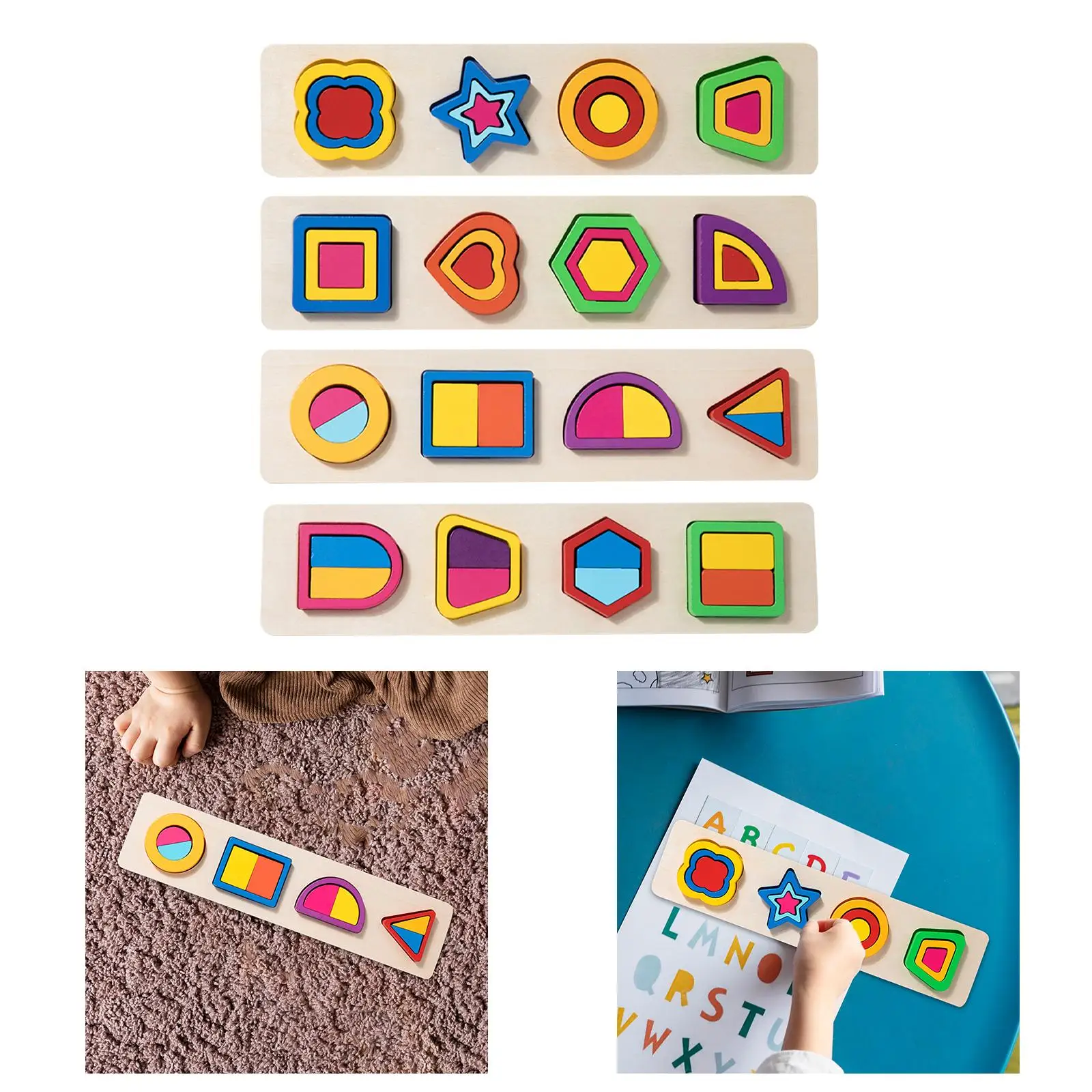Wooden Shape Peg Puzzle Fine Motor Skills Early Learning Educational Toy Montessori Toys for 3 4 5 Children Holiday Gift - Image 3