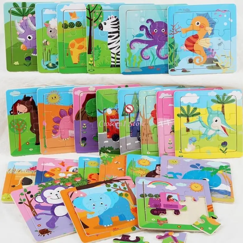 Y1UB 9Pcs Early Education Animal Puzzles Learning Playset Toy Set Educational Game - Image 2