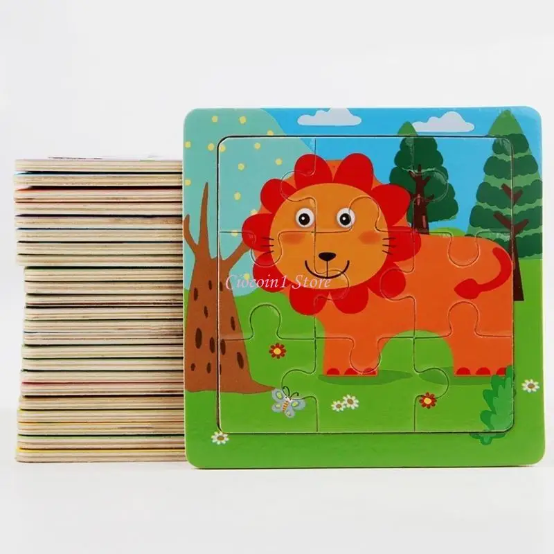 Y1UB 9Pcs Early Education Animal Puzzles Learning Playset Toy Set Educational Game - Image 5