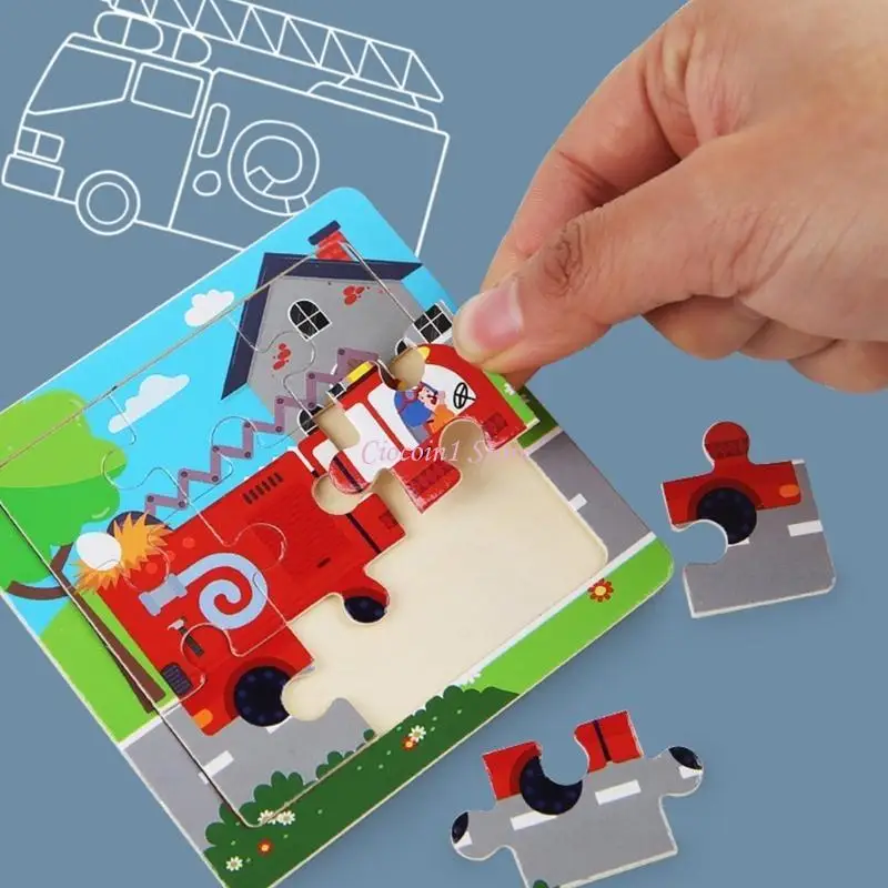 Y1UB 9Pcs Early Education Animal Puzzles Learning Playset Toy Set Educational Game - Image 4