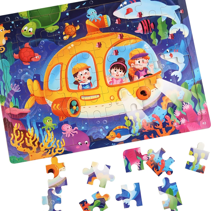60PCS Wooden Jigsaw Color 3D Puzzle Cartoon Characters Animal Early Educational Learning Logical Thinking Focus Puzzle Toys Gift - Image 4