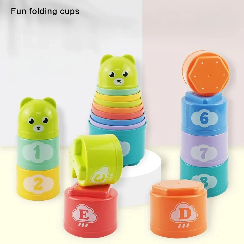 Kid Brain Response Battle Fold Cup Hand Speed Competition Fold Cup Baby Stack Game Early Education Puzzle Train Board Games Toy - Image 2