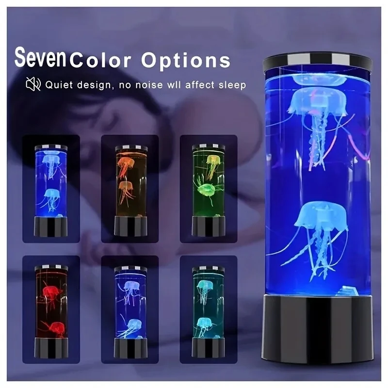 Simulated Jellyfish Cylindrical Quiet Light Home Bedroom Decoration Led Colorful Aquarium Night Lamp Birthday Gift - Image 3
