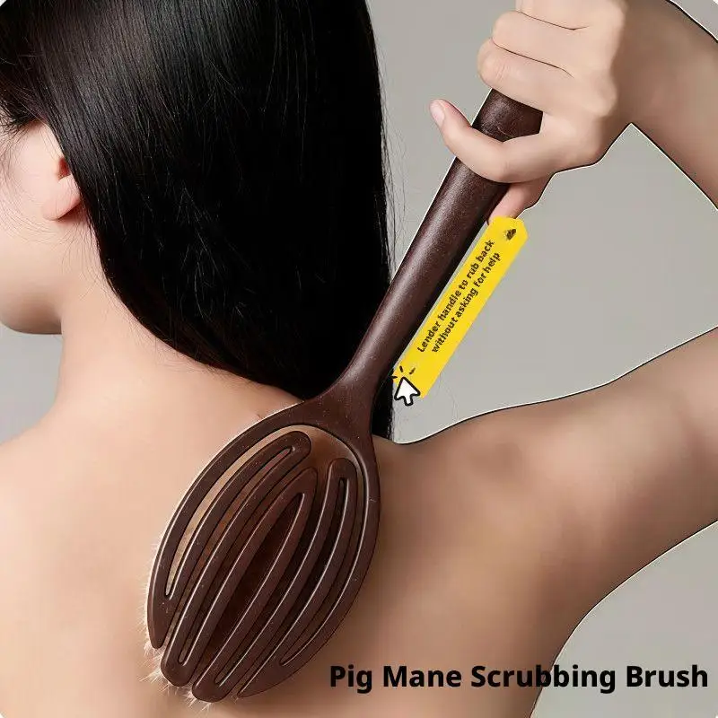 Coconut Bristle Bath Brush,Long Handle Shower Brush,Bath Body Brush For Wet Brushing,Improves Blood Circulation,Exfoliating Skin - Image 5