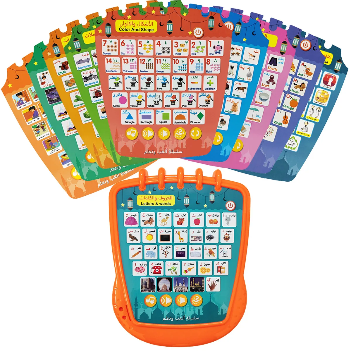 English & Arabic Learning Machine Multifunctional Language Studying Pad Alphabet Sounds, Shapes, Music,Words Early Development - Image 2