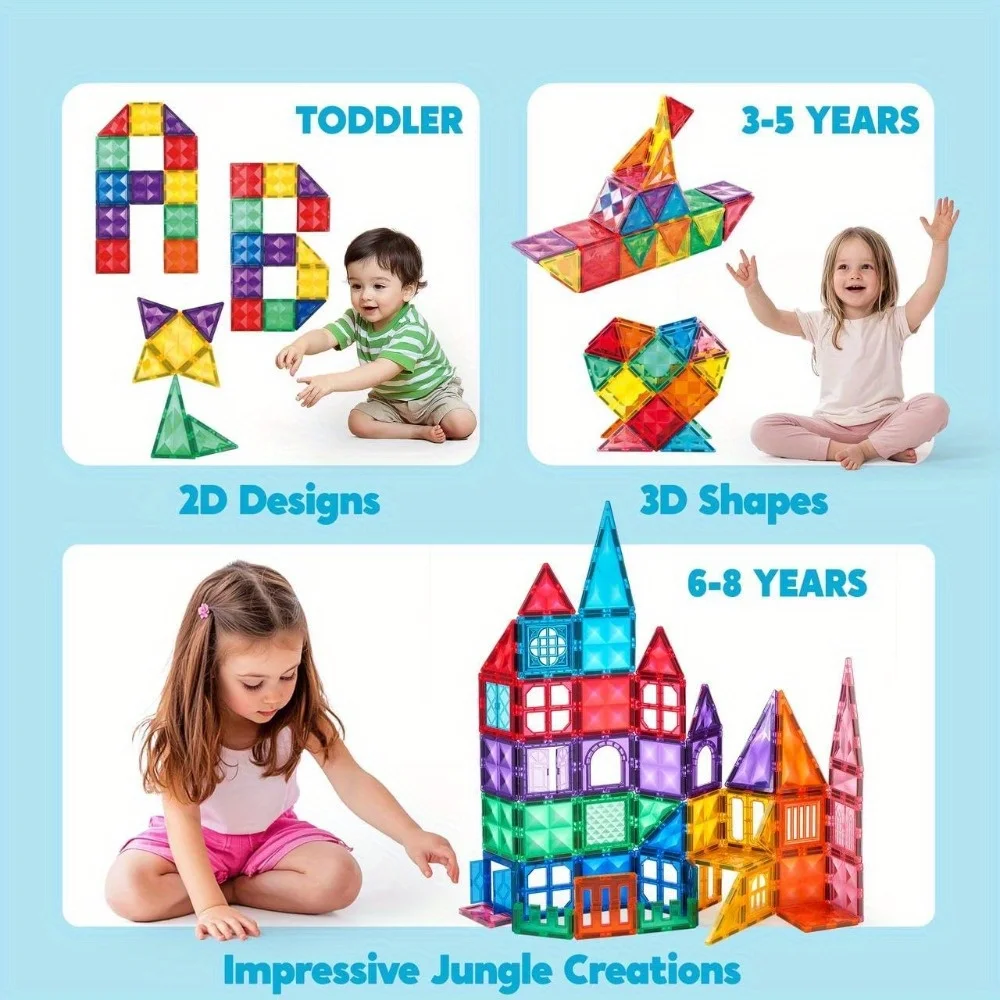 JOYFY 110/66/50 PCS Magnetic Building Tile 3D Magnet Tiles with Vehicle Construction Blocks Set for Kids Birthday Chirstmas Gift - Image 3