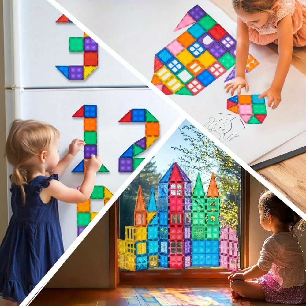 JOYFY 110/66/50 PCS Magnetic Building Tile 3D Magnet Tiles with Vehicle Construction Blocks Set for Kids Birthday Chirstmas Gift - Image 5