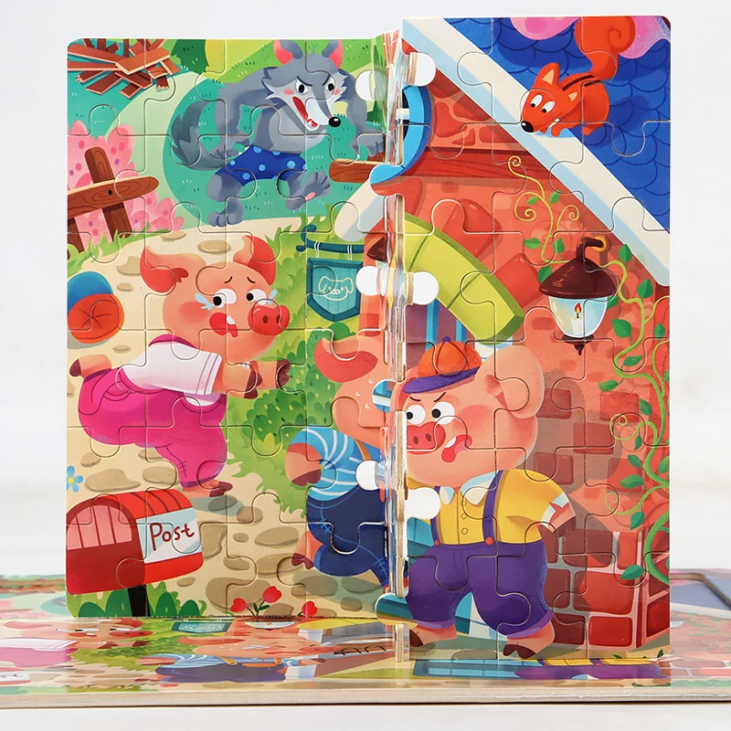 60PCS Wooden Jigsaw Color 3D Puzzle Cartoon Characters Animal Early Educational Learning Logical Thinking Focus Puzzle Toys Gift - Image 6