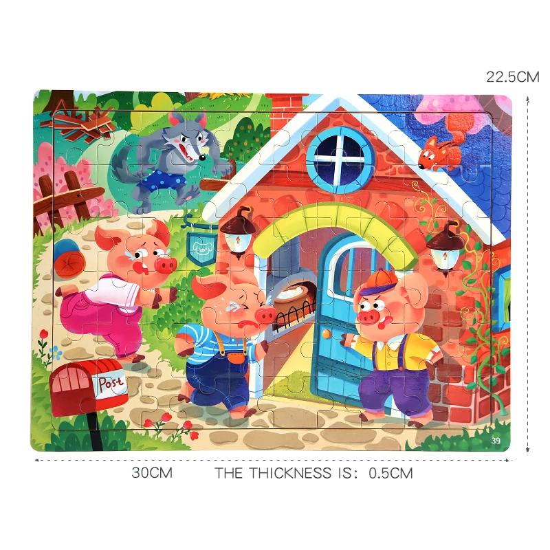 60PCS Wooden Jigsaw Color 3D Puzzle Cartoon Characters Animal Early Educational Learning Logical Thinking Focus Puzzle Toys Gift - Image 2