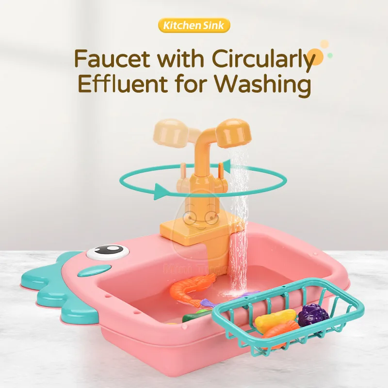 Kids Toy Pretend Play Kitchen Electirc Water Machine Wash Fruit Vegetable Game Early Educational Toys For Children Birthday Gift - Image 3
