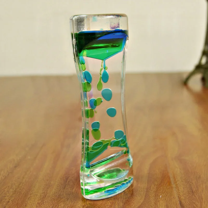 Hourglass Timer Double Colors Oil Hourglass Liquid Floating Motion Bubbles Timer Desk Decors Descending Sensory Bubbles Kids Toy - Image 6
