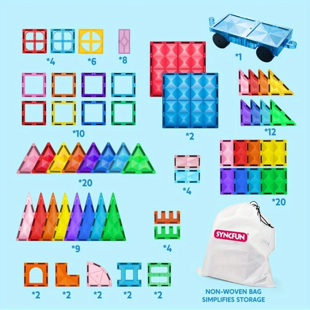 JOYFY 110/66/50 PCS Magnetic Building Tile 3D Magnet Tiles with Vehicle Construction Blocks Set for Kids Birthday Chirstmas Gift - Image 4
