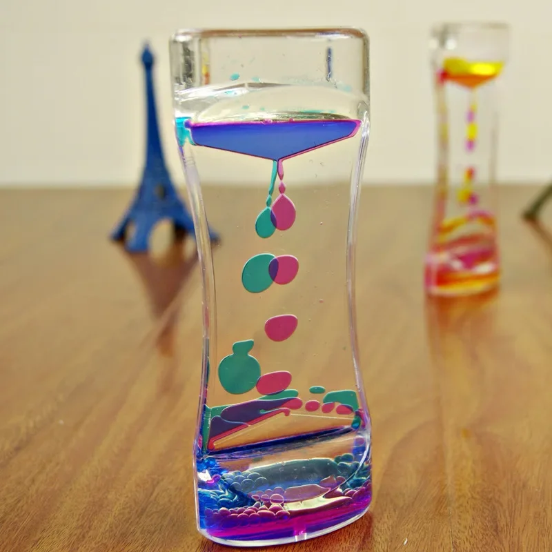 Hourglass Timer Double Colors Oil Hourglass Liquid Floating Motion Bubbles Timer Desk Decors Descending Sensory Bubbles Kids Toy - Image 2