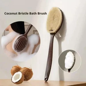 Coconut Bristle Bath Brush,Long Handle Shower Brush,Bath Body Brush For Wet Brushing,Improves Blood Circulation,Exfoliating Skin