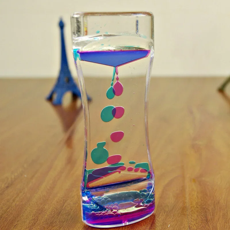 Hourglass Timer Double Colors Oil Hourglass Liquid Floating Motion Bubbles Timer Desk Decors Descending Sensory Bubbles Kids Toy - Image 5