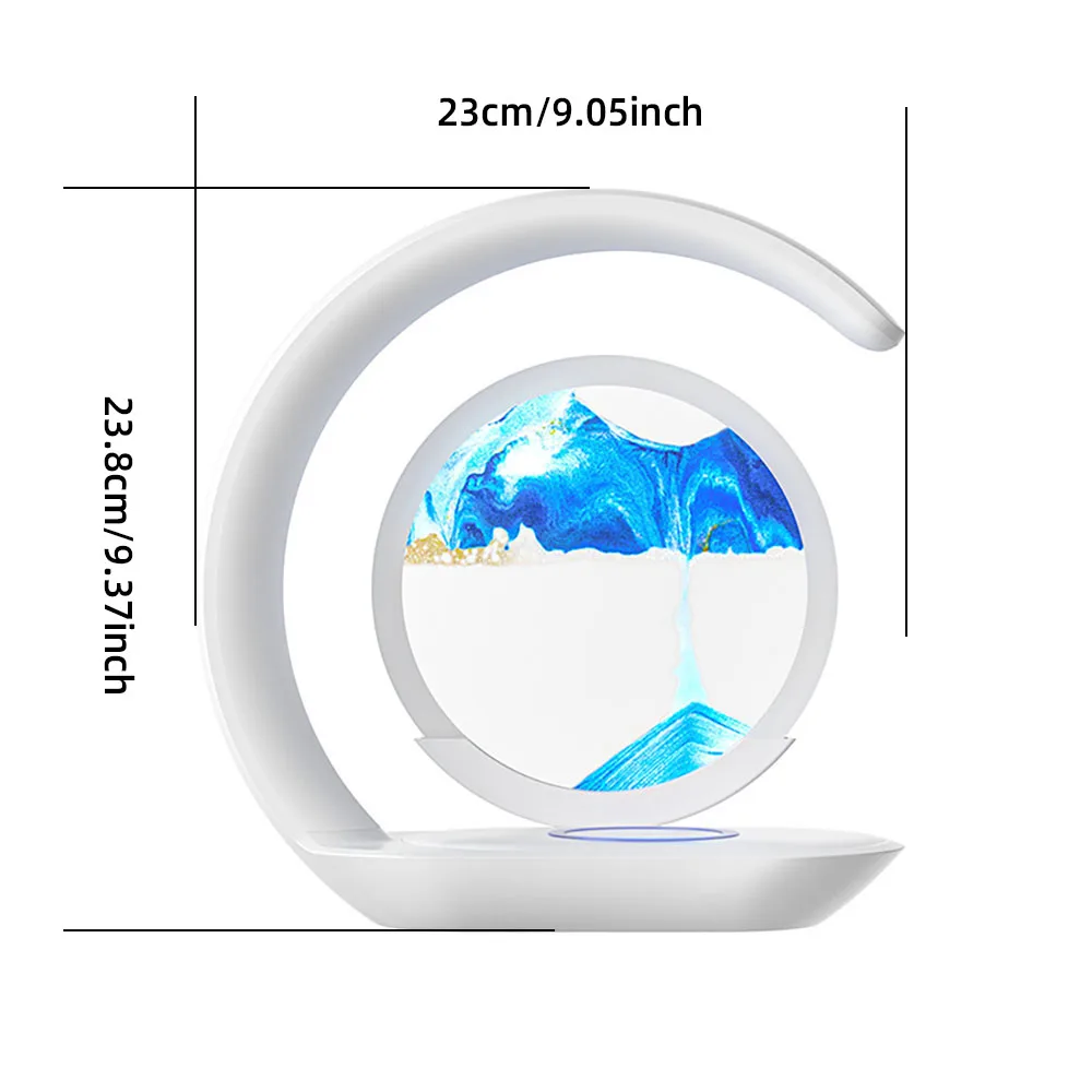 Quicksand Table Lamp USB Wireless Charging Desk Lamp 3D Hourglass Ornaments Sand Painting Night Light for Office Room Decoration - Image 4