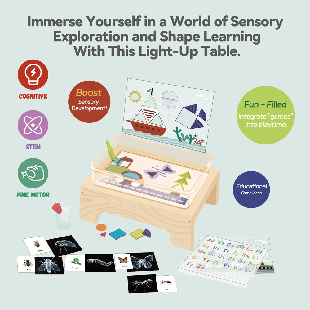 Children Montessori movable photosensitive Table kid Concentration Training Logic Thinking Educational Toy Sensory Table Gift - Image 4