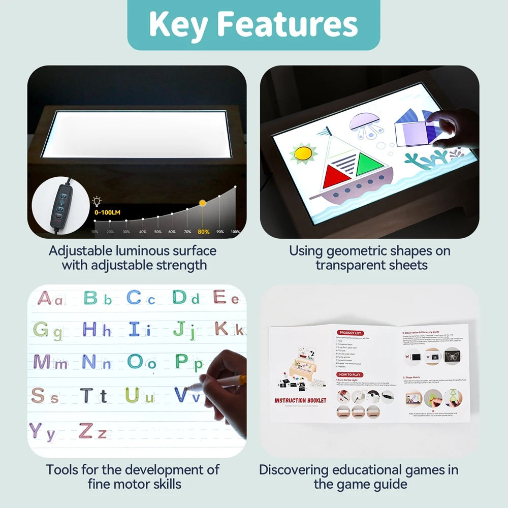 Children Montessori movable photosensitive Table kid Concentration Training Logic Thinking Educational Toy Sensory Table Gift - Image 2
