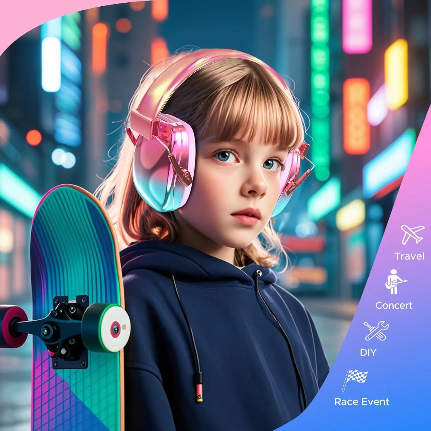 Cool Kids Ear Protection Safety Ear Muffs Noise Cancelling Headphones 25dB Hearing Protection Earmuffs for Children Teens Adults - Image 2