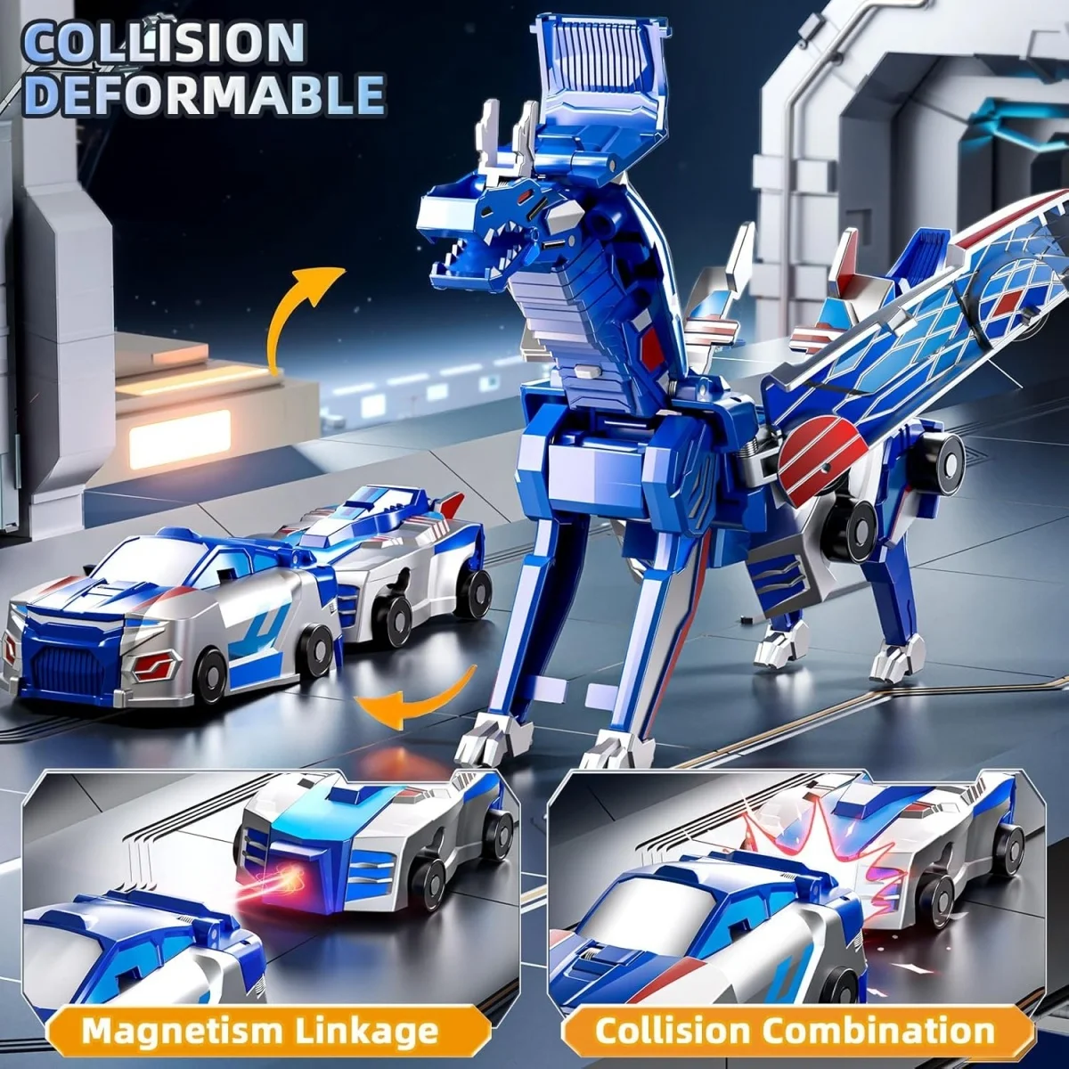 Collision Transforming Dinosaur Car Toy Magnetic Dinosaur Transformer Car Transform into Dinosaurs Fun Transforming Cars - Image 3