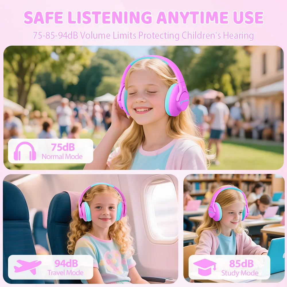 ANC Kids Wireless Headphones Noise Cancelling Bluetooth Earphones For School Travel Soundproof Headset Kids Protection Hearing - Image 3