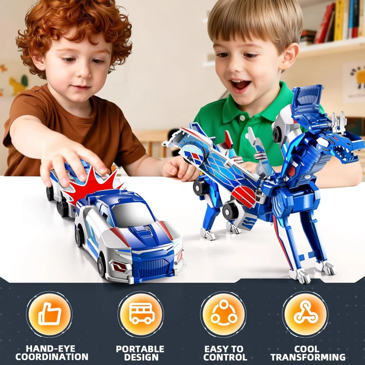Collision Transforming Dinosaur Car Toy Magnetic Dinosaur Transformer Car Transform into Dinosaurs Fun Transforming Cars - Image 2