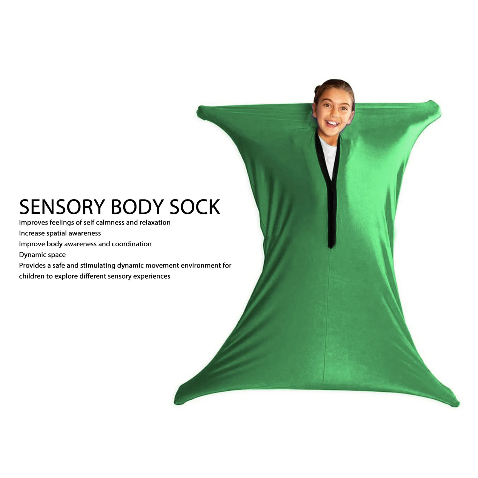 Autism Sensory Sock Autism Sensory Sock Full Body Wrap Relieve Stress Stretchy Breathable Dynamic Movement Sensory Sock Green - Image 4