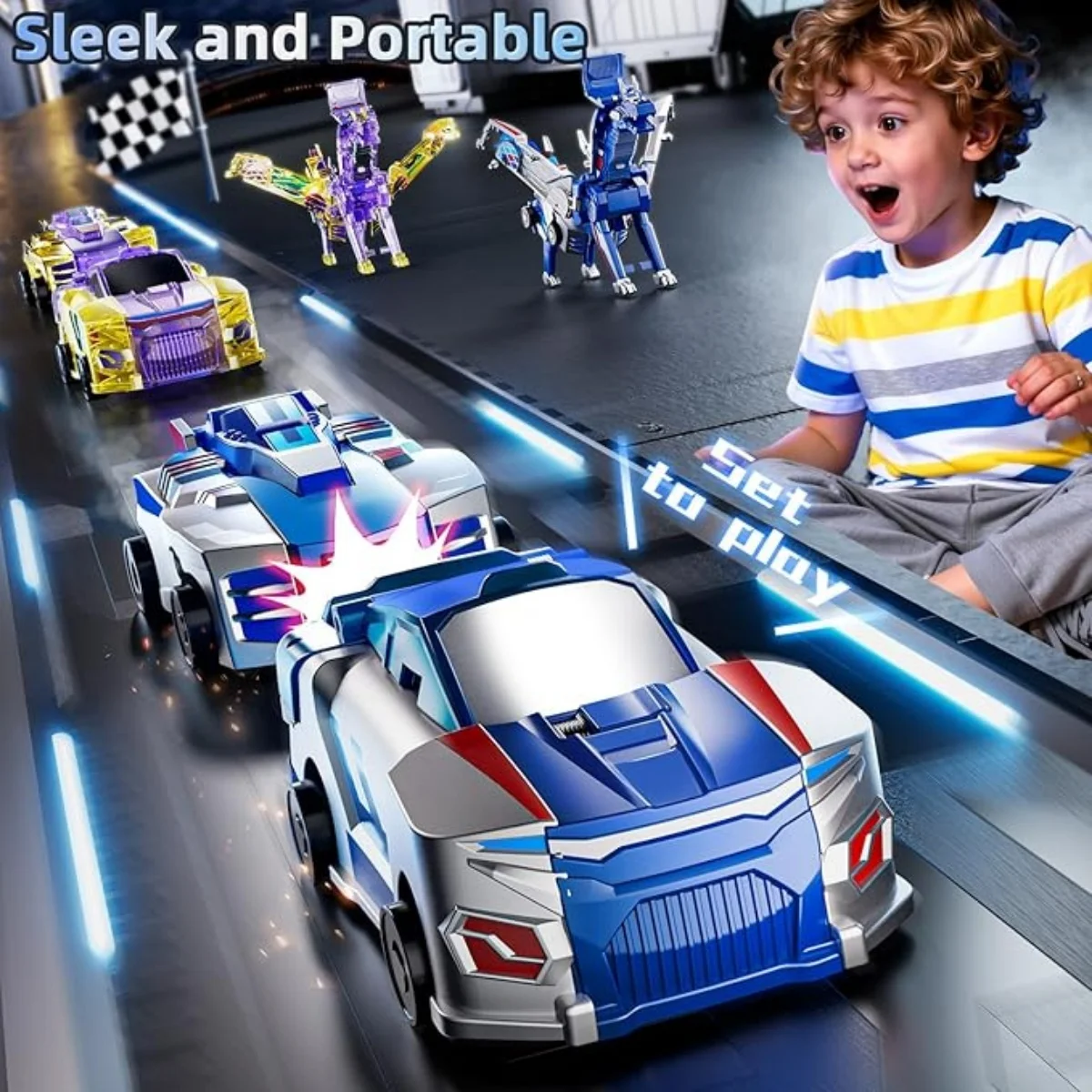 Collision Transforming Dinosaur Car Toy Magnetic Dinosaur Transformer Car Transform into Dinosaurs Fun Transforming Cars - Image 4