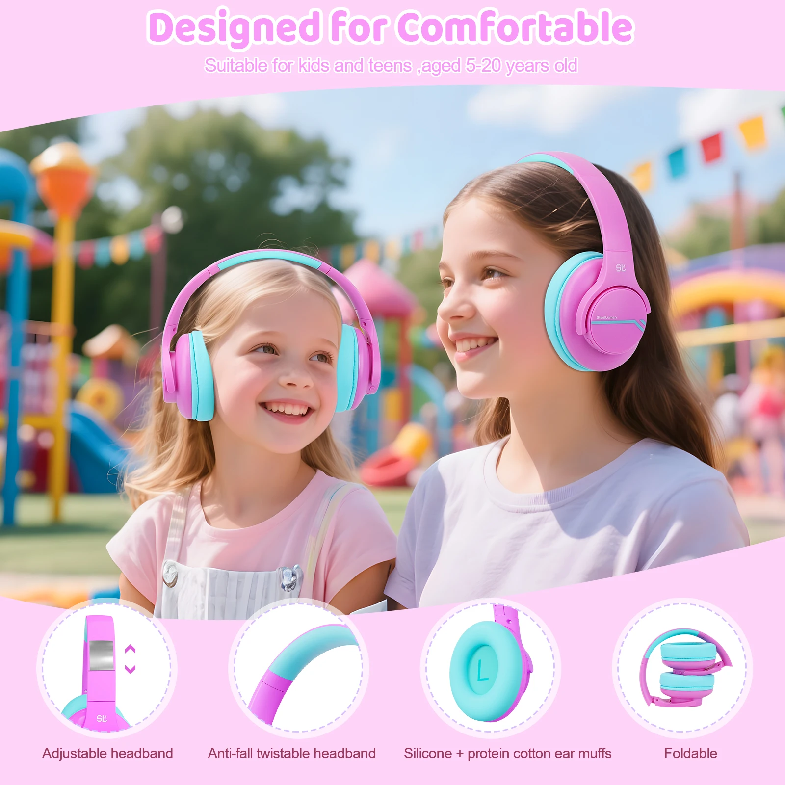 ANC Kids Wireless Headphones Noise Cancelling Bluetooth Earphones For School Travel Soundproof Headset Kids Protection Hearing - Image 6