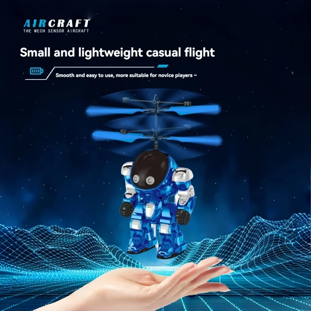 Levitating Luminous Flying Robot Astronaut Toy Aircraft Hand-Controlled Drone Interactive with Lights Outdoor Toys for Kids Gift - Image 4