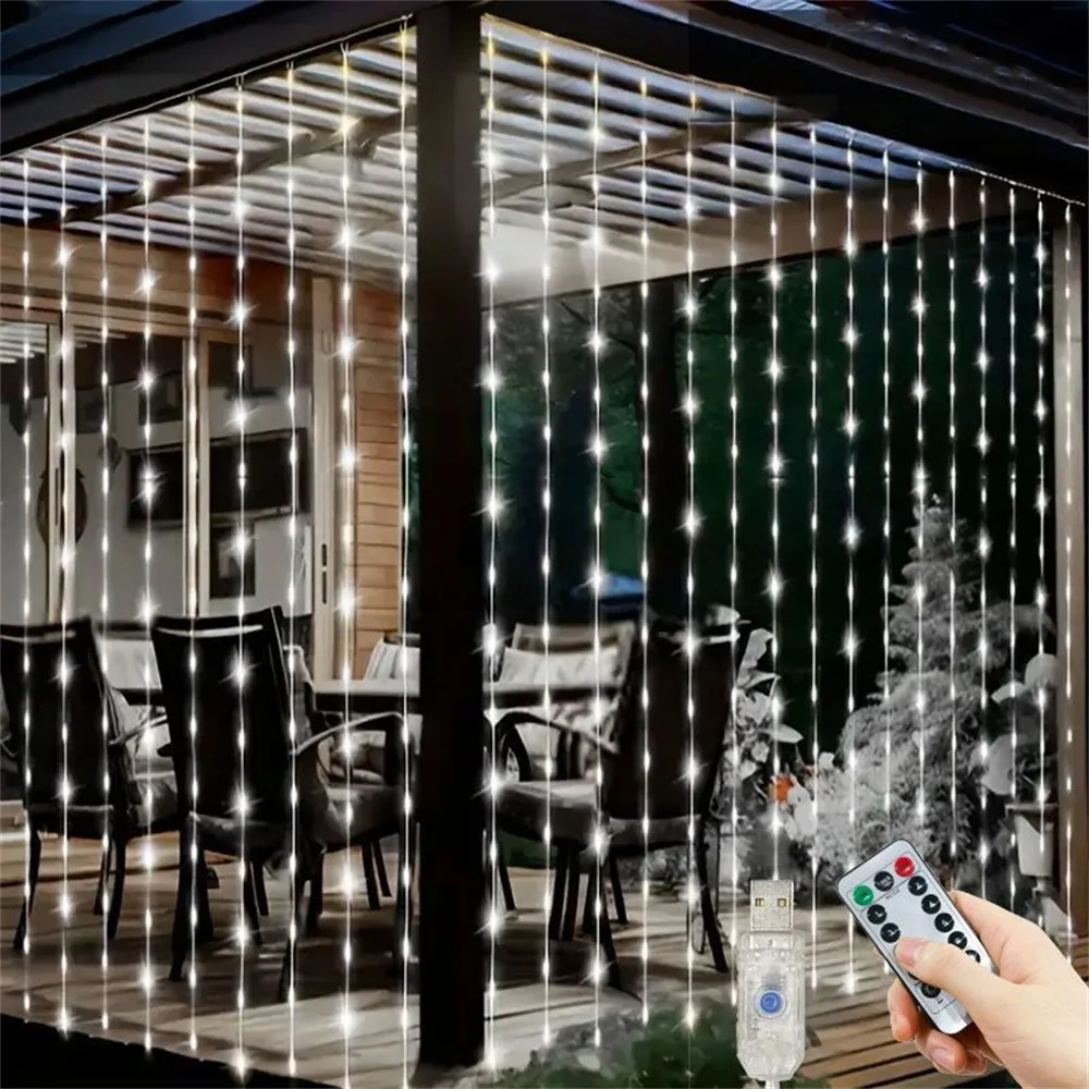 ستارة LED بطول 3/6 متر مع 8 أوضاع وتحكم عن بعد، أضواء للعطلات وحفلات الزفاف، لتزيين غرف النوم وغرف المعيشة، زينة رمضان - Image 4